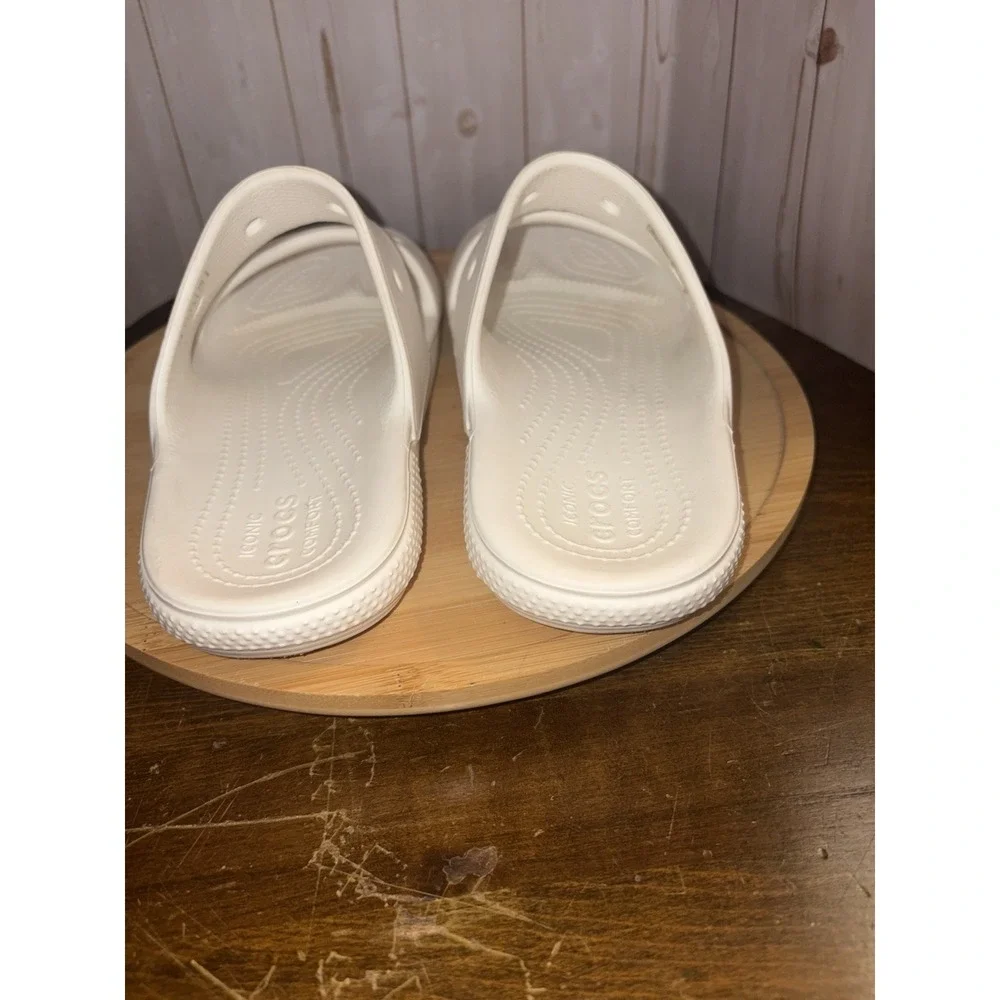 Crocs Comfort Slides White Two Strap Sandals Casual Summer Essential W7/M5